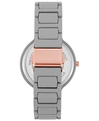 Nine West Women's Quartz Gray Rubberized Alloy Link Bracelet Watch, 40.5mm