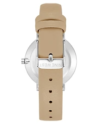 Nine West Women's Quartz Tan Faux Leather Band Watch, 36mm