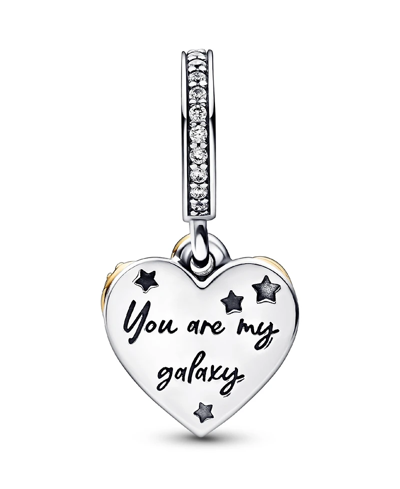 Pandora Cubic Zirconia Shooting Star Hearts Double Dangle Charm