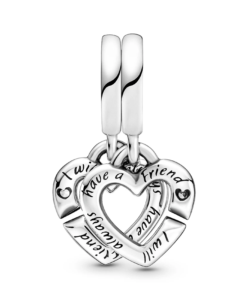 Pandora Cubic Zirconia Linked Sister Hearts Split Dangle Charm