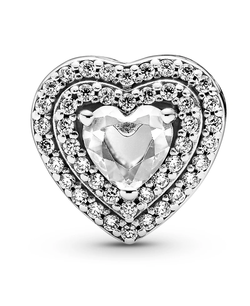 Pandora Cubic Zirconia Sparkling Leveled Hearts Charm