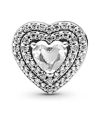 Pandora Cubic Zirconia Sparkling Leveled Hearts Charm