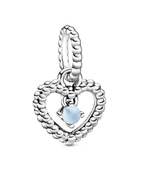 Birthstone Crystals Beaded Heart Dangle Charm