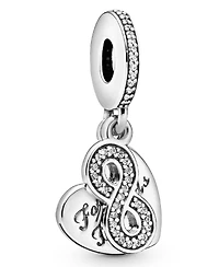 Pandora Cubic Zirconia Forever Friends Heart Dangle Charm