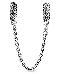 Pandora Sterling Silver Sparkling Pave Safety Chain Charm