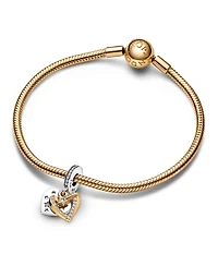 Pandora Cubic Zirconia Shooting Star Hearts Double Dangle Charm