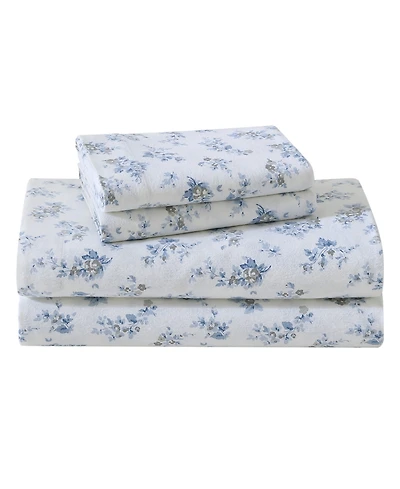Laura Ashley Cotton Flannel 3 Piece Sheet Set, Twin