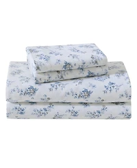 Laura Ashley Cotton Flannel 3 Piece Sheet Set, Twin