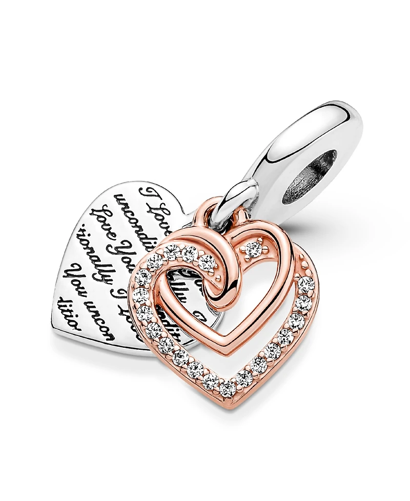 Pandora Cubic Zirconia Entwined Hearts Double Dangle Charm