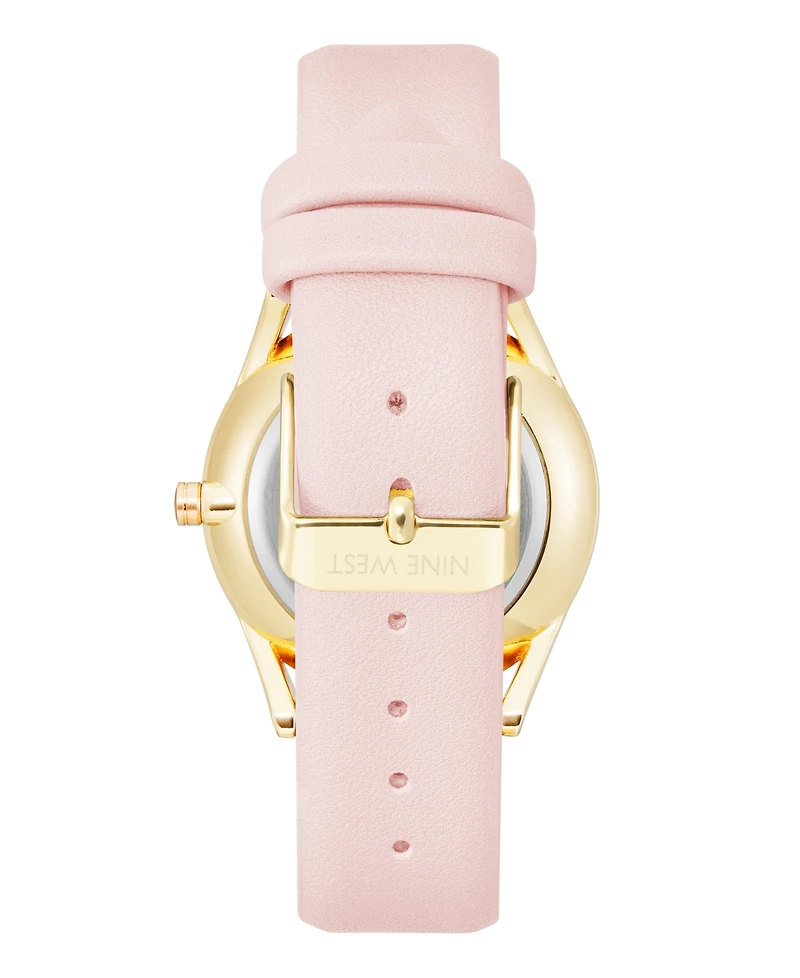 Nine West Women's Quartz Pink Faux Leather Band Watch, 36mm