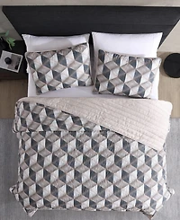 Kenneth Cole New York Gridwork Reversible 3 Piece Quilt Set