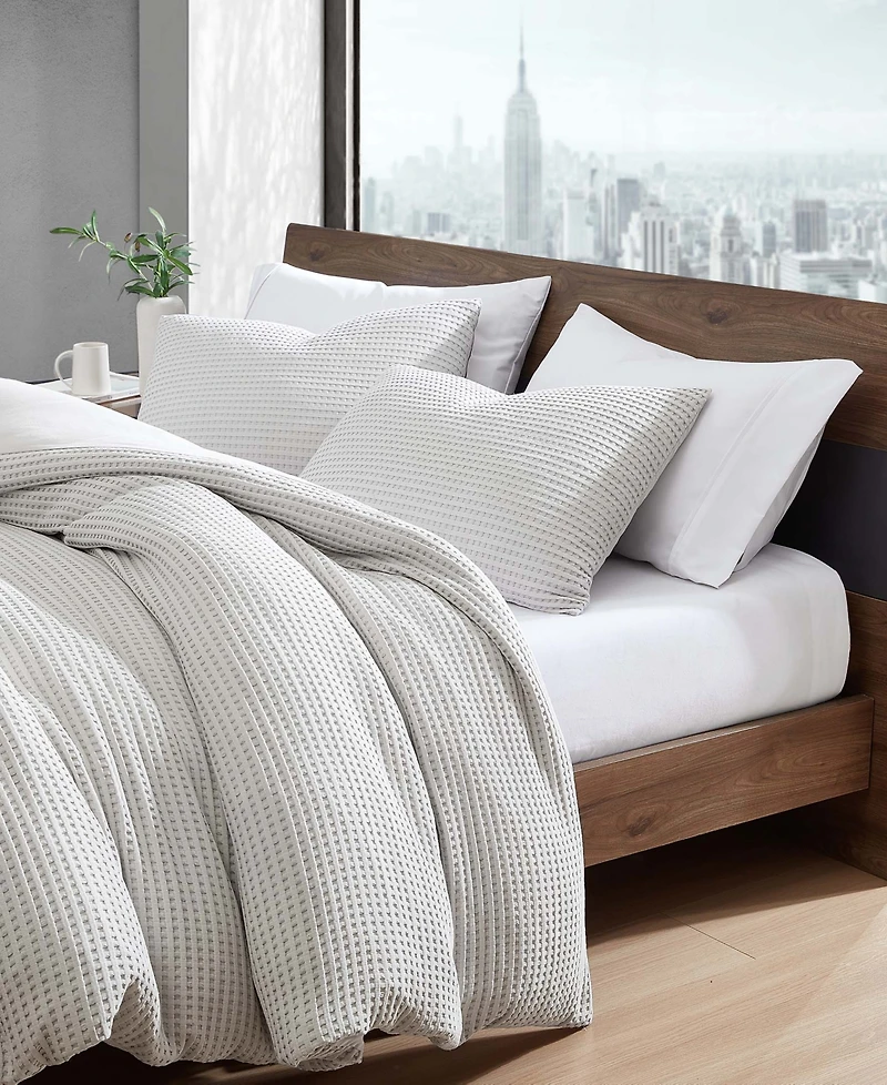 Kenneth Cole New York Solid Waffle 3 Piece Comforter Set