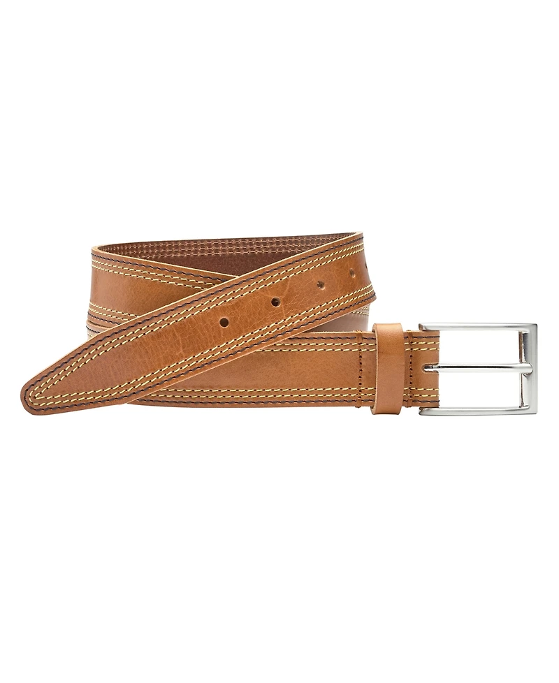 Johnston & Murphy Men's Triple Contrast Stitched Belt