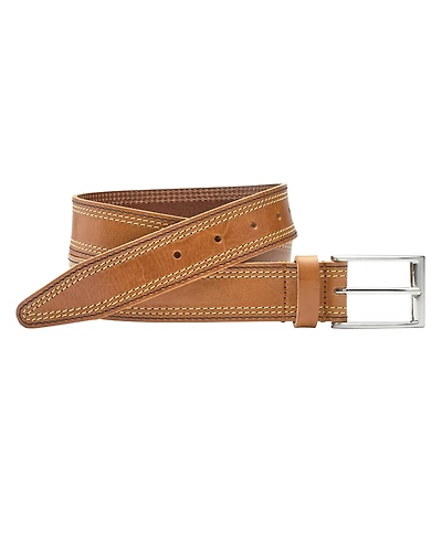 Johnston & Murphy Men's Triple Contrast Stitched Belt