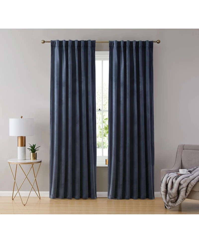 Hlc.me Lopez Velvet Premium Soft Light Filtering Back Tab Rod Pocket Window Treatment Curtain Panels, Set of 2