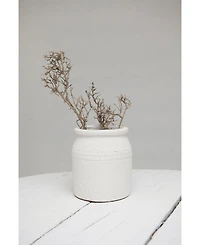 7"H Decorative Coarse Terracotta Crock with Distressed Volcano Glaze