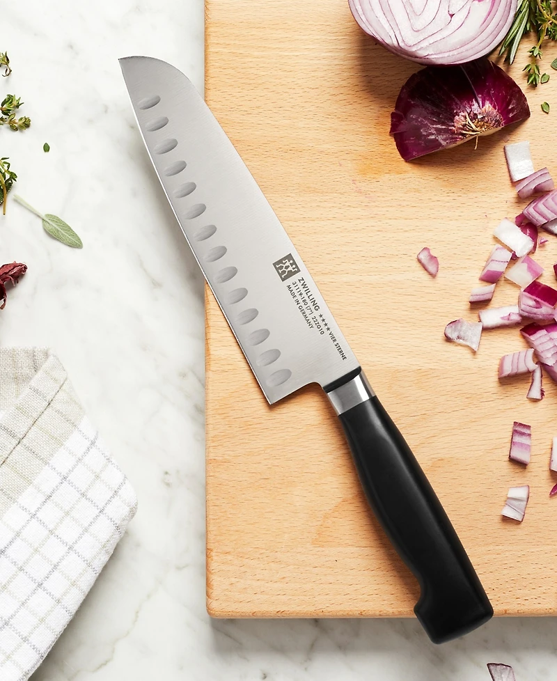 Zwilling Four Star 7" Hollow Edge Santoku Knife