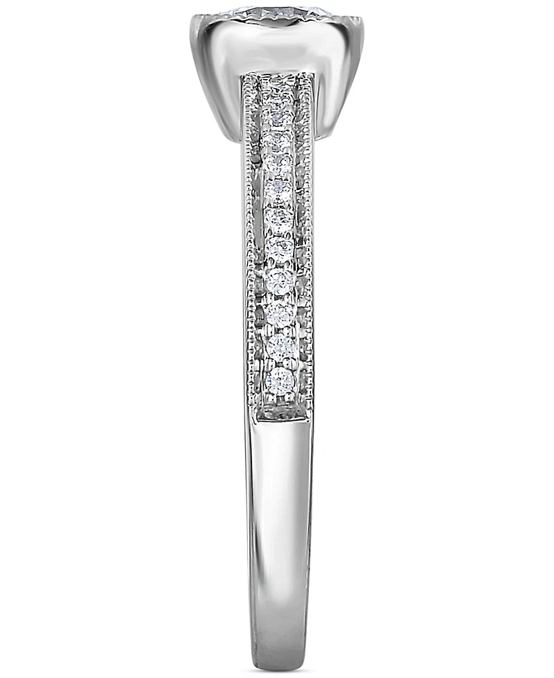 Diamond Bezel Milgrain Engagement Ring (5/8 ct. t.w.) in 14k White Gold