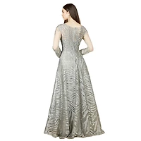 Women's Lara Lace Ball Gown with Long Sheer Sleeves