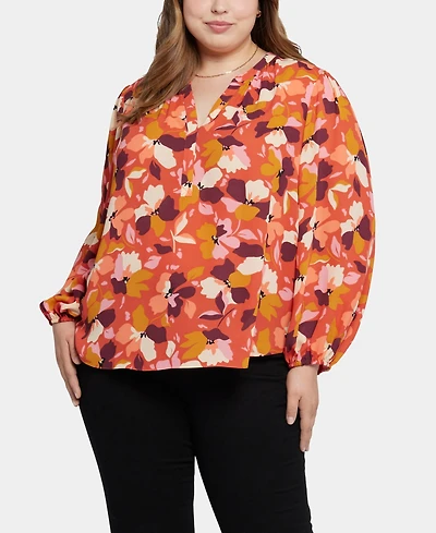Nydj Plus Puff Sleeve Popover Top
