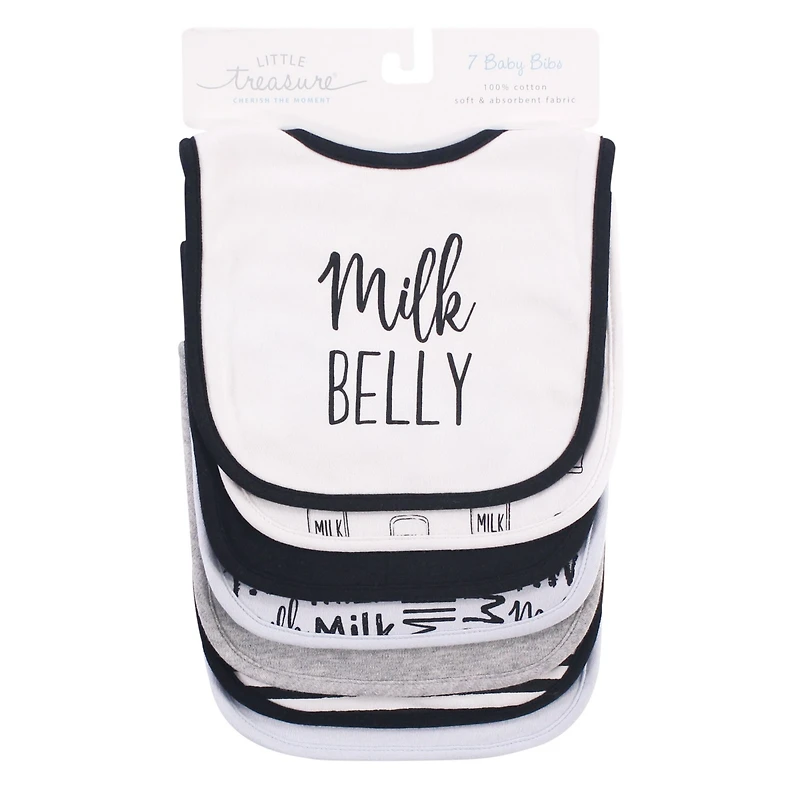 Little Treasure Baby Boy Cotton Bibs, Milk Belly, One Size