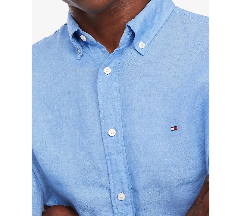 Tommy Hilfiger Men's Pigment-Dyed Linen Button-Down Long Sleeve Shirt