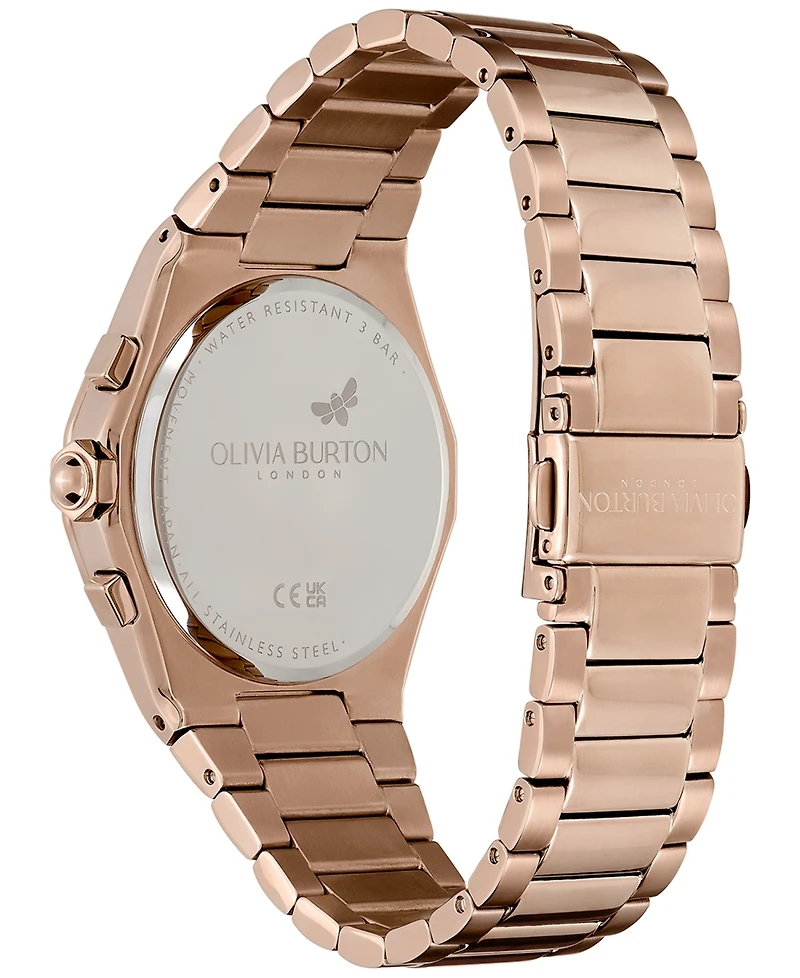 Olivia Burton Women's Hexa Multifunction Carnation Gold-Tone Stainless Steel Bracelet Watch 38mm