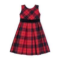 Hope & Henry Girls' Sleeveless Pleated Party Dress with Waist Sash, Kids