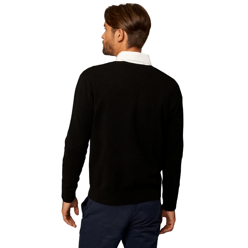 Bellemere New York Men's Solid V-Neck Merino Sweater