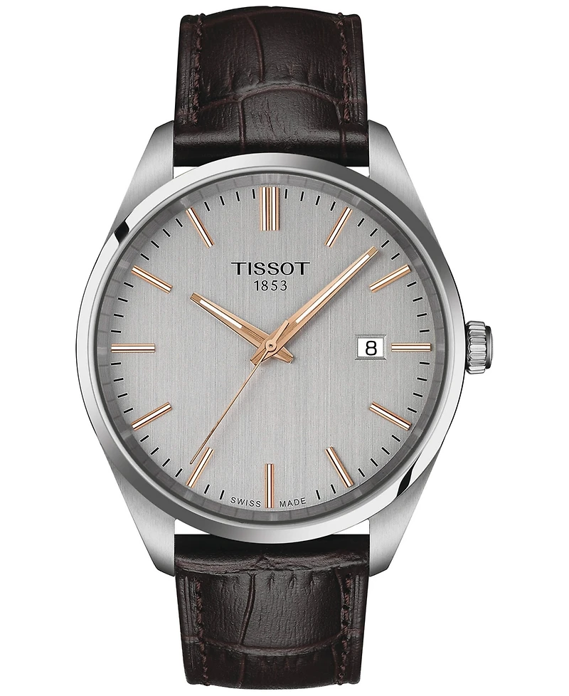 Tissot Men's Swiss Pr 100 Brown Leather Strap Watch 40mm