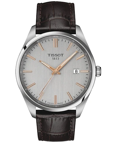 Tissot Men's Swiss Pr 100 Brown Leather Strap Watch 40mm
