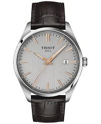 Tissot Men's Swiss Pr 100 Brown Leather Strap Watch 40mm