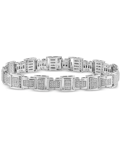 Men's Diamond Cluster Link Bracelet (1 ct. t.w.) in Sterling Silver