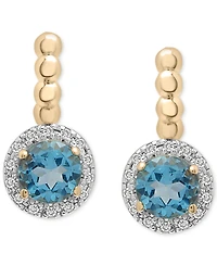 3-Pc. Set Blue Topaz (1-3/4 ct. tw) & Diamond Accent Pendant Necklace, Matching Ring & Drop Earrings in 14k Gold-Plated Sterling Silver