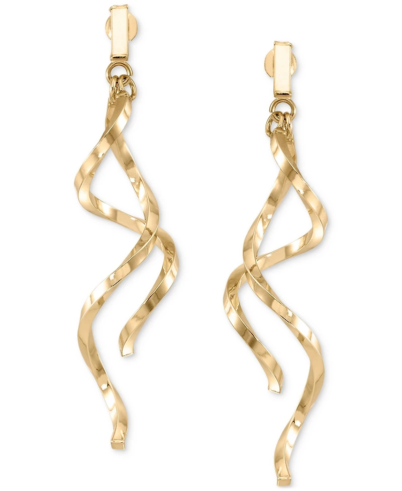 Italian Gold Double Twist Drop Earrings in 14k Gold