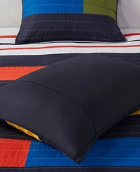 Intelligent Design Morris Stripe Printed 3 Piece Quilt Set, Full/Queen