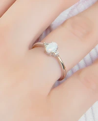 Simulated Opal (4x6mm) & Cubic Zirconia Ring in 18k Gold-Plated Sterling Silver, Created for Macy's