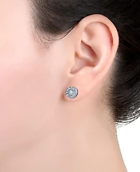 Simulated Opal & Cubic Zirconia Halo Stud Earrings (4MM) in Sterling Silver, Created for Macy's