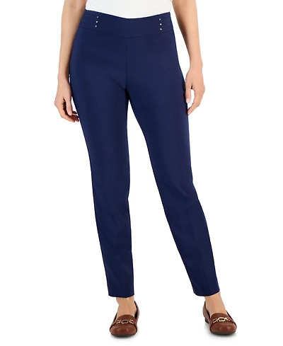 Jm Collection Petite Studded-Rivet Straight-Leg Pants, & Short, Created for Macy's