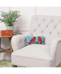 6" x 12" Winter Cardinal Hooked Petite Christmas Holiday Throw Pillow