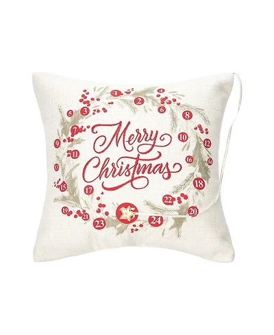 Merry Christmas Wreath 13.5' x 13.5" Embellished Throw Pillow