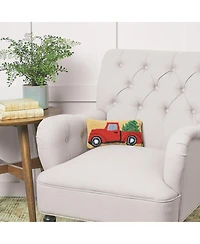 6" x 12" Christmas Truck Hooked Petite Throw Pillow