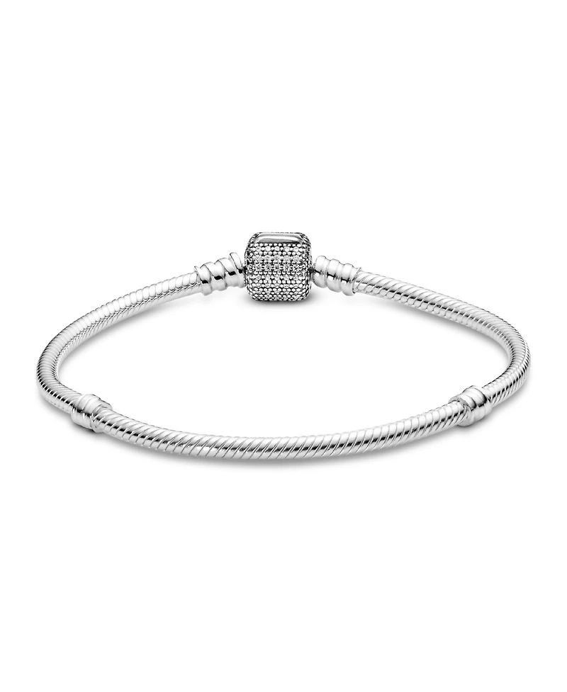 Pandora Moments Cubic Zirconia Sparkling Pave Clasp Snake Chain Bracelet