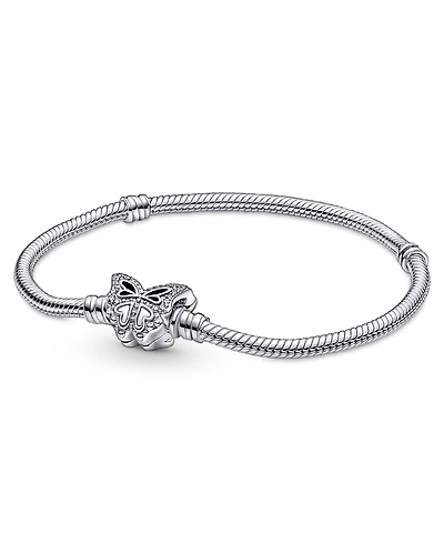 Pandora Moments Cubic Zirconia Butterfly Clasp Snake Chain Bracelet