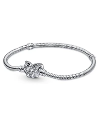 Pandora Moments Cubic Zirconia Butterfly Clasp Snake Chain Bracelet