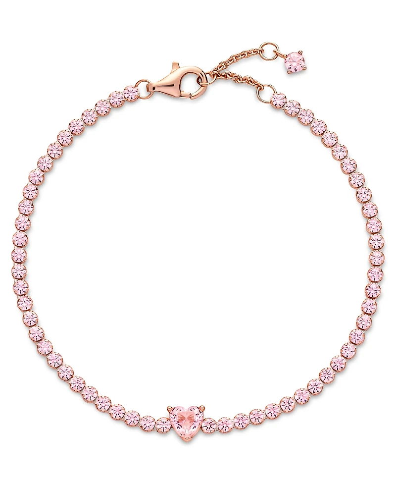 Pandora Cubic Zirconia 14K Rose Gold-Plated Sparkling Heart Tennis Bracelet