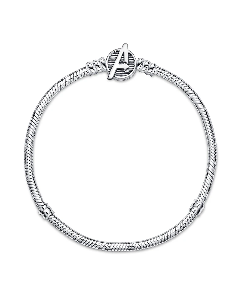 Pandora Moments Sterling Silver Marvel The Avengers Logo Clasp Snake Chain Bracelet