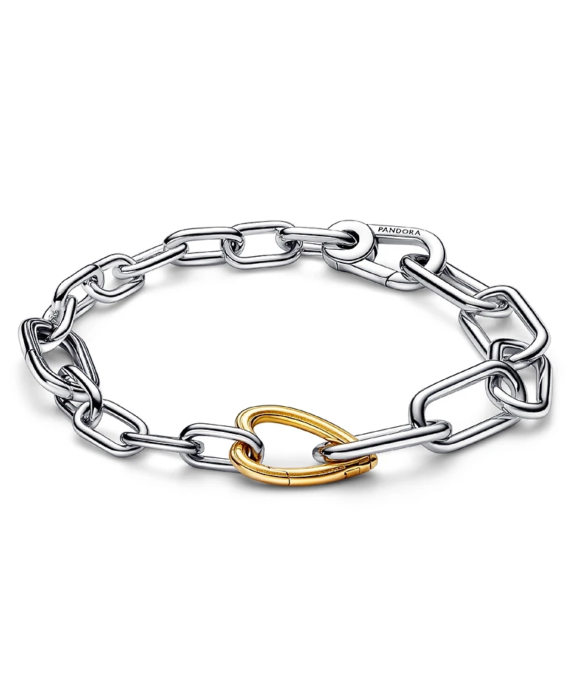 Pandora Me Sterling Silver and 14K Gold-Plated Two-Tone Heart Link Chain Bracelet