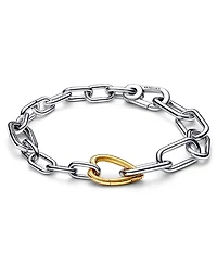 Pandora Me Sterling Silver and 14K Gold-Plated Two-Tone Heart Link Chain Bracelet