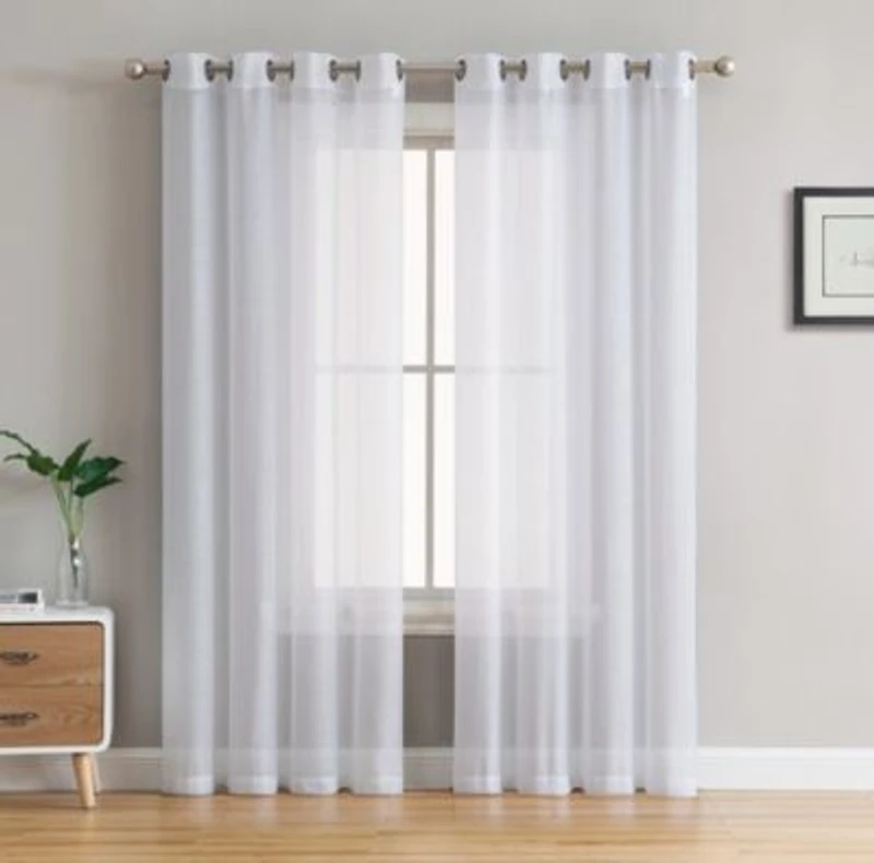 Hlc.Me 2 Piece Semi Sheer Voile Window Curtain Drapes Grommet Panels For Bedroom Living Room Kids Room